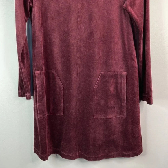 PURE JILL Velvet Tunic Dress Top Burgundy Soft Pockets Long Sleeve Pullover XS - Picture 5 of 12